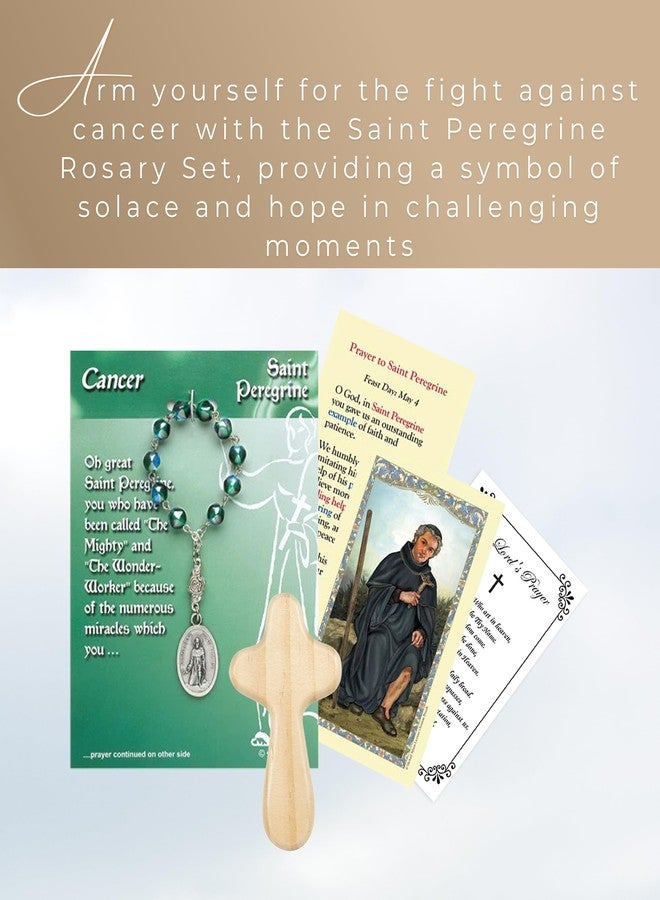 Trendzeen St Peregrine Rosary - One Decade Rosary with Patron Saint of Cancer Medal, Prayer Card, Wooden Cross, Lord's Prayer Card, 4 Items - Image 2